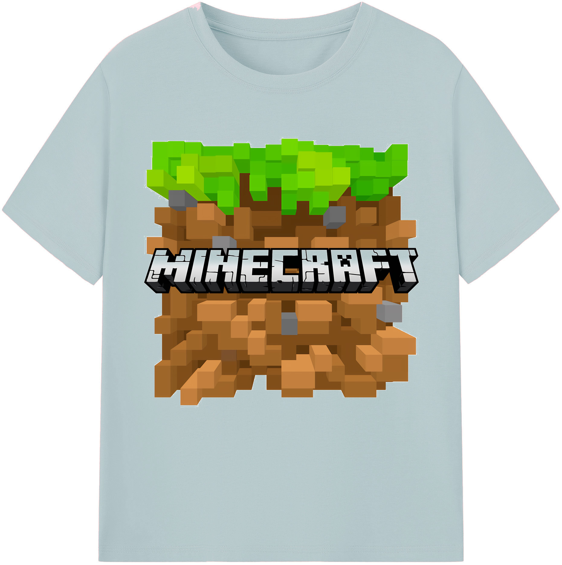 （画像用） マインクラフト ブロックの世界 Minecraft MC Block world 綿100％半袖Tシャツ（フロントプリント）